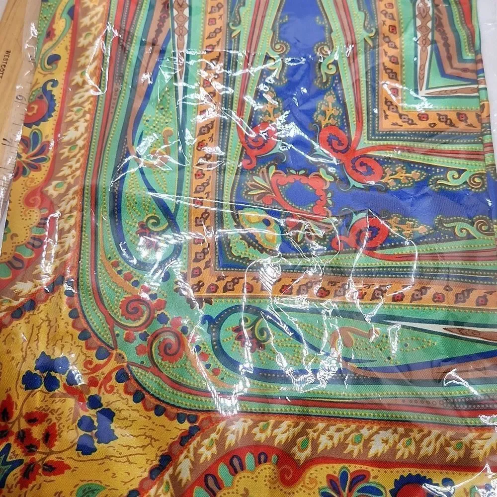 Golden green paisley scarf